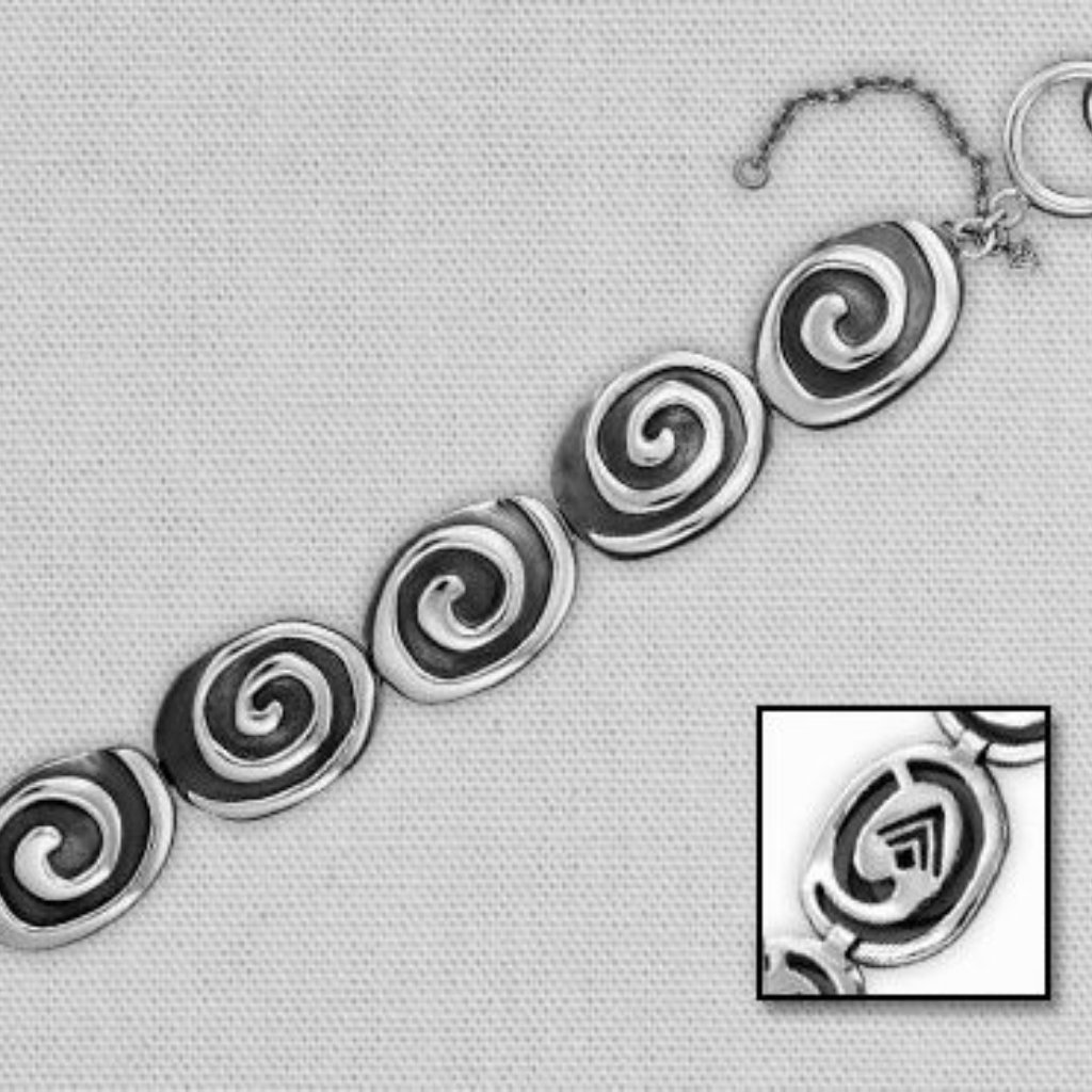 Retired Silpada Sterling Silver Swirl Toggle Bracelet